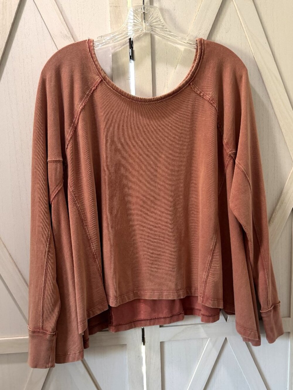 Free People We The Free Long Sleeve Tee in Washed Rust/Clay
